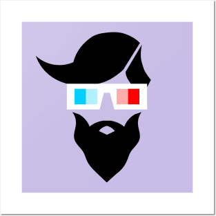 Hipster character design with 3D glasses Posters and Art